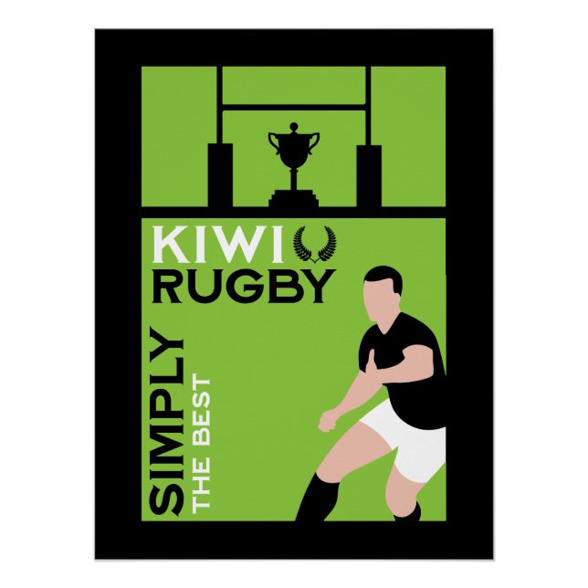 Pôster Arte de jogadores de rugby neozelandeses (Frente)