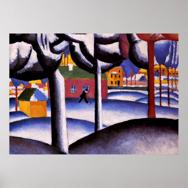 Poster Arte de Kazimir Malevich - Paisagem de inverno (Frente)