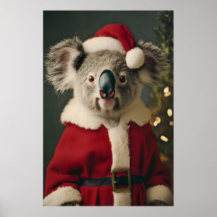 Poster Arte de Koala de Natal, Animal Festivo, Feriado