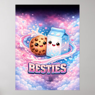 Poster Arte de Leite e Biscoito Fofa
