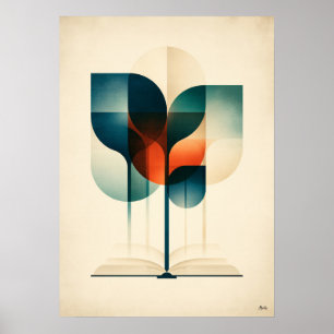 Poster Arte de Leitura Florestal Geométrica Japandi Amant