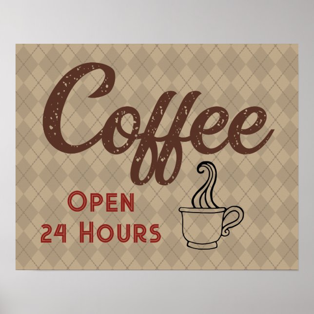Poster Arte de Letreiro de Café Retrô (Frente)