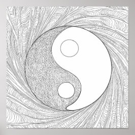 Poster Arte de Linha Abstrata Dinâmica: Yin Yang de Energ