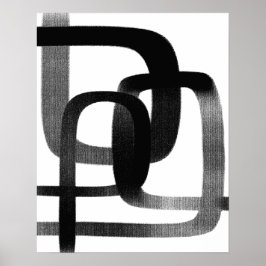 Poster Arte De Linha De Abstrato Contemporânea Preta E Br
