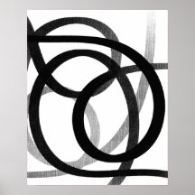 Arte De Linha De Abstrato Contemporânea Preta E Br