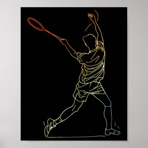 Poster Arte de Linha de Badminton Esportes Indoor