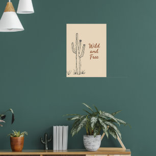 Poster Arte de linha de cactus minimalista