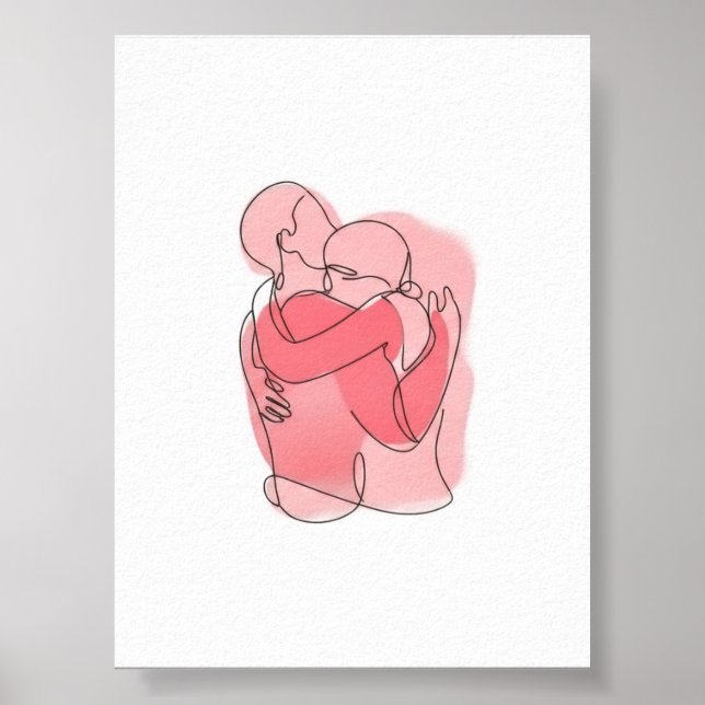 Poster Arte de linha de Casal da Embraço Doce - Presente  (Frente)