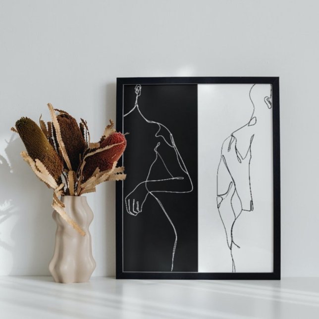 Poster Arte de Linha de Contorno Moderna de Preto e Branc (Criador carregado)