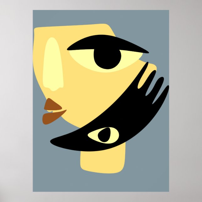 Poster Arte de Linha de Cubismo Moderno Abstrato (Frente)