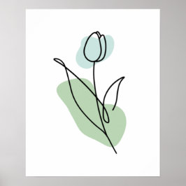 Poster Arte de Linha de Flor