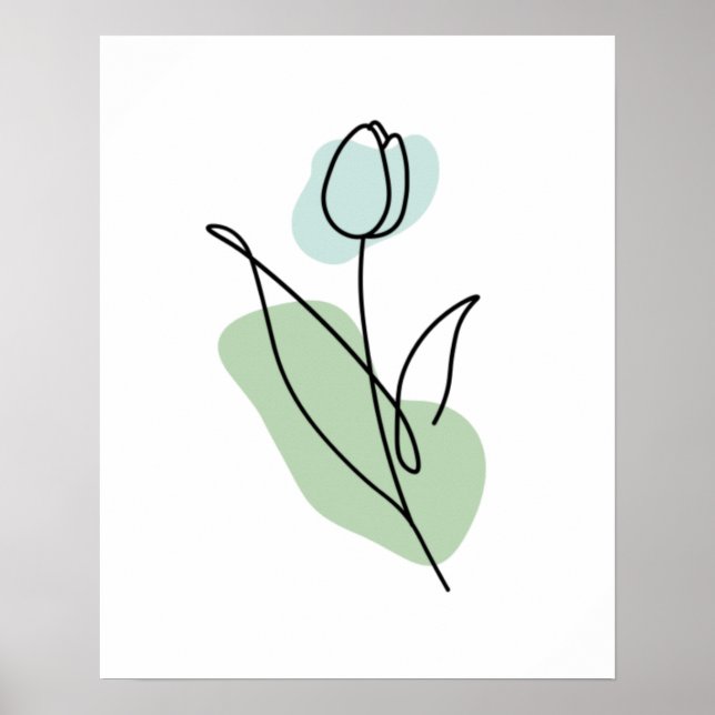 Poster Arte de Linha de Flor (Frente)