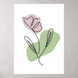Poster Arte de Linha de Flor