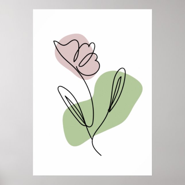 Poster Arte de Linha de Flor (Frente)