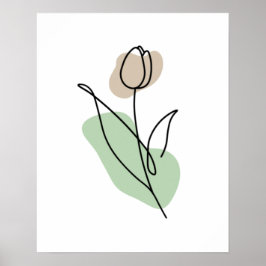 Poster Arte de Linha de Flor