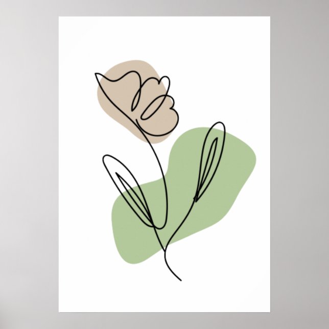 Poster Arte de Linha de Flor (Frente)