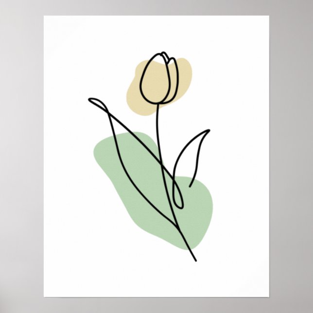 Poster Arte de Linha de Flor (Frente)