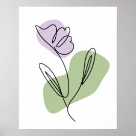 Poster Arte de Linha de Flor