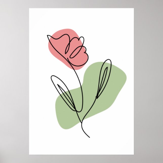 Poster Arte de Linha de Flor (Frente)