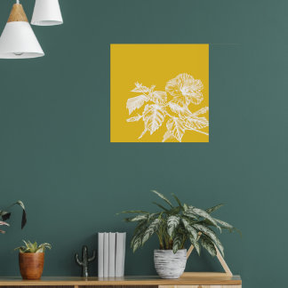 Poster Arte de linha de flor de Hibiscus minimalista