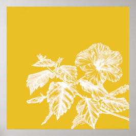 Poster Arte de linha de flor de Hibiscus minimalista