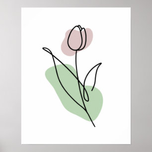 Poster Arte de Linha de Flores