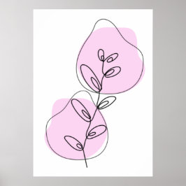 Poster Arte de Linha de Galhos e Folhas