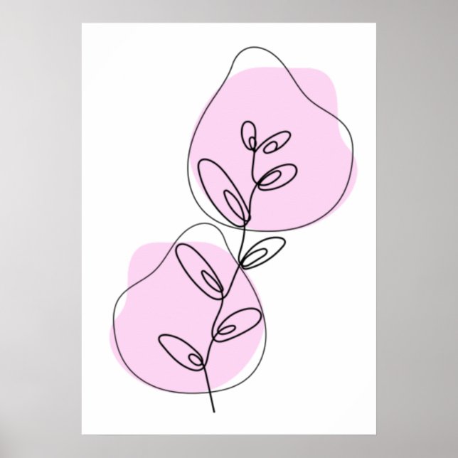 Poster Arte de Linha de Galhos e Folhas (Frente)