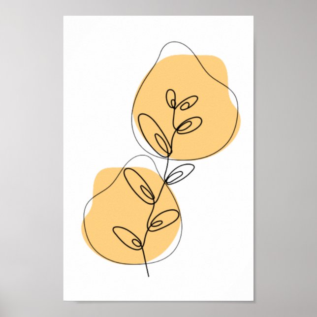 Poster Arte de Linha de Galhos e Folhas (Frente)