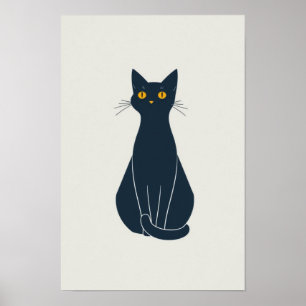 Poster Arte de Linha de Gato Minimalista - Arte de Parede