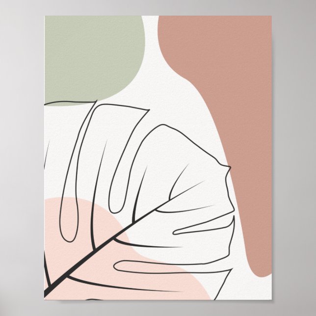 Poster Arte de linha de monstera minimalista (Frente)