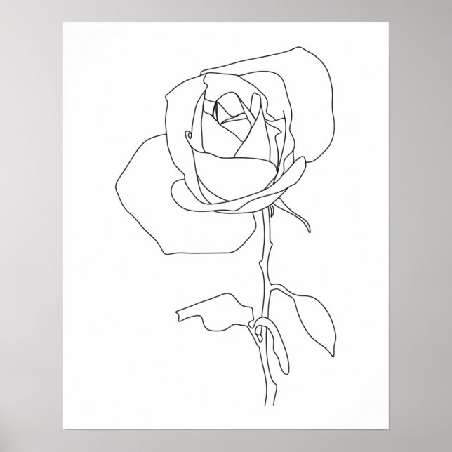 Poster Arte de linha de Rosa de Abstrato minimalista (Frente)