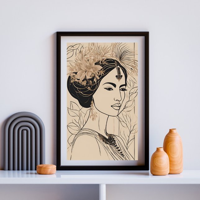 Poster Arte de Linha Divina Deusa (Criador carregado)