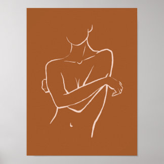 Poster Arte de Linha do Corpo Feminino