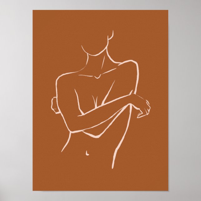 Poster Arte de Linha do Corpo Feminino (Frente)