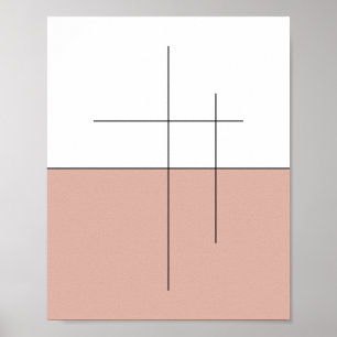 Poster Arte de linha do Horizonte de Pêssego Minimalista