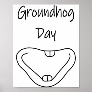 Poster Arte de Linha do Sorriso da Boca de Marmota para o