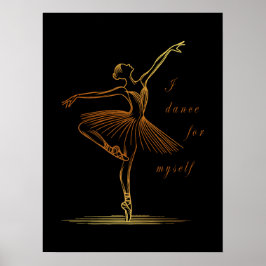 Poster Arte de Linha Elegante de Bailarina - Eu Danço Par