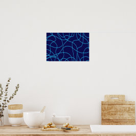 Poster Arte de linha em Blues contrastantes