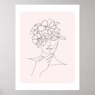 Poster Arte de linha feminina minimalista