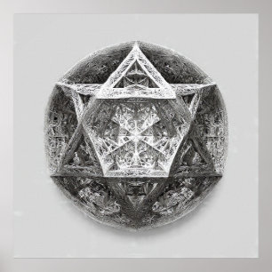 Poster Arte de Linha Geométrica Complexa: Icosaedro Infin