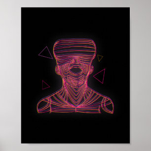 Poster Arte de Linha Gráfica de Realidade Virtual Para um