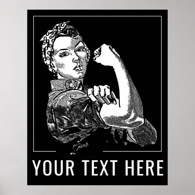Poster Arte de Linha Gráfica Rosie-The-Riveter Personaliz (Frente)