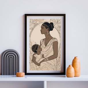 Poster Arte de Linha Mãe e Filha Majestosa