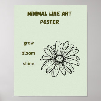 Poster Arte de Linha Minimalista Daisy Crescer Florescer