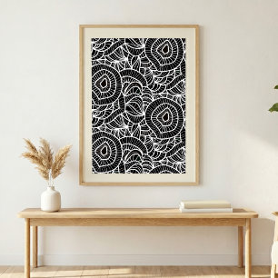 Poster Arte de Linha Orgânica Abstrata em Preto e Branco