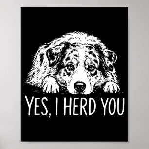 Poster Arte de Linha Ouvida Amantes de Cães Pastor Austra