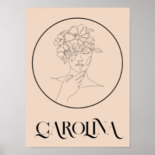 Poster Arte de Linha Simples Moderna Preta e Branca, Chic