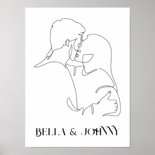 Poster Arte de linha simples moderna, preto e branco, chi