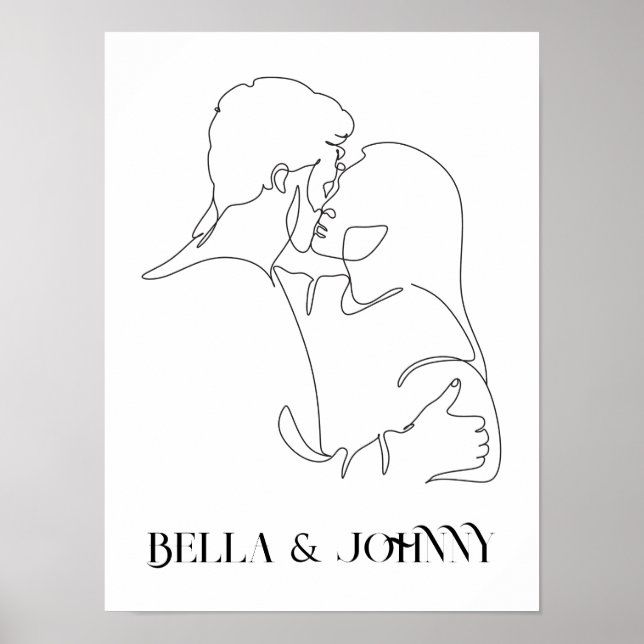 Poster Arte de linha simples moderna, preto e branco, chi (Frente)